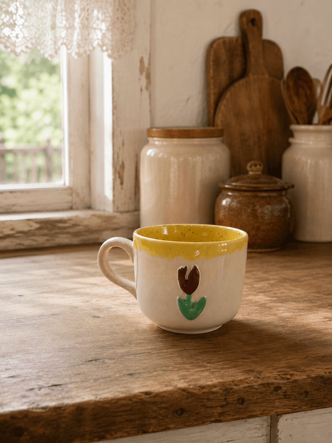 Kubek ceramiczny z kwiatkiem - View 1