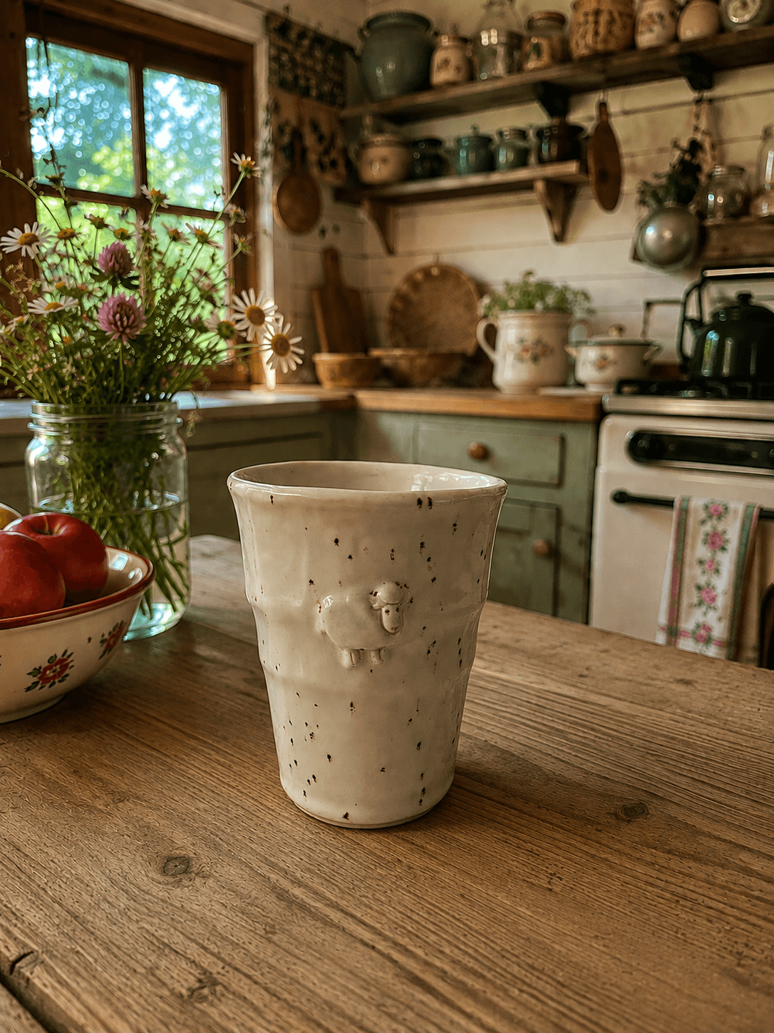 Ceramiczny kubeczek bez ucha z owieczką - View 1